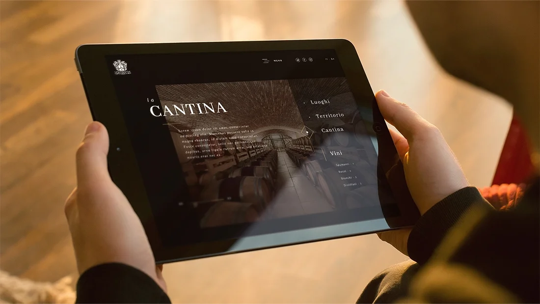 Sito Web, visto da Ipad, realizzato per Giusti Wine da Hud Agency