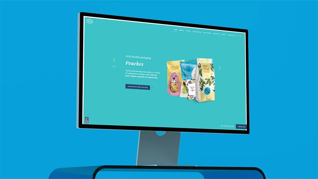 Desktop con home page del Website di ACM Plastic, realizzato da Hud Agency