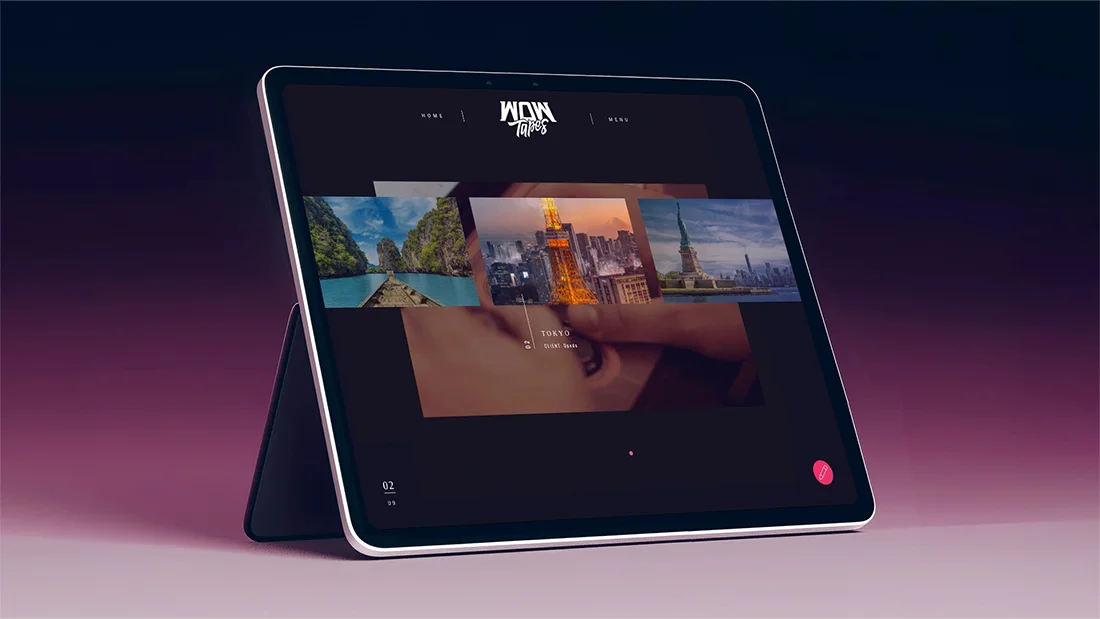 Ipad con home page di Wow Tapes, realizzato da Hud Agency