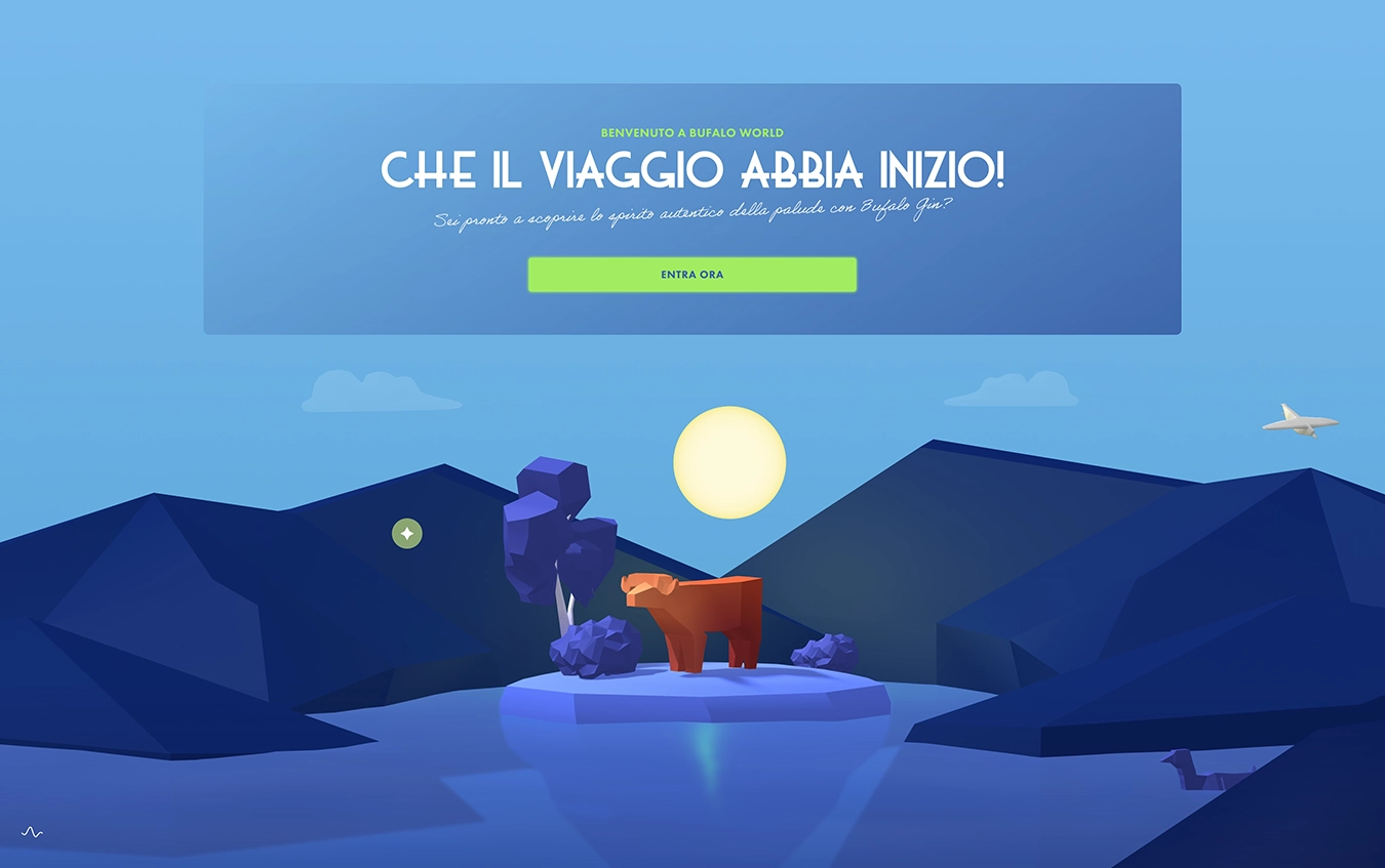 Pagina d'ingresso per entrare nel Web Game di Bufalo Gin
