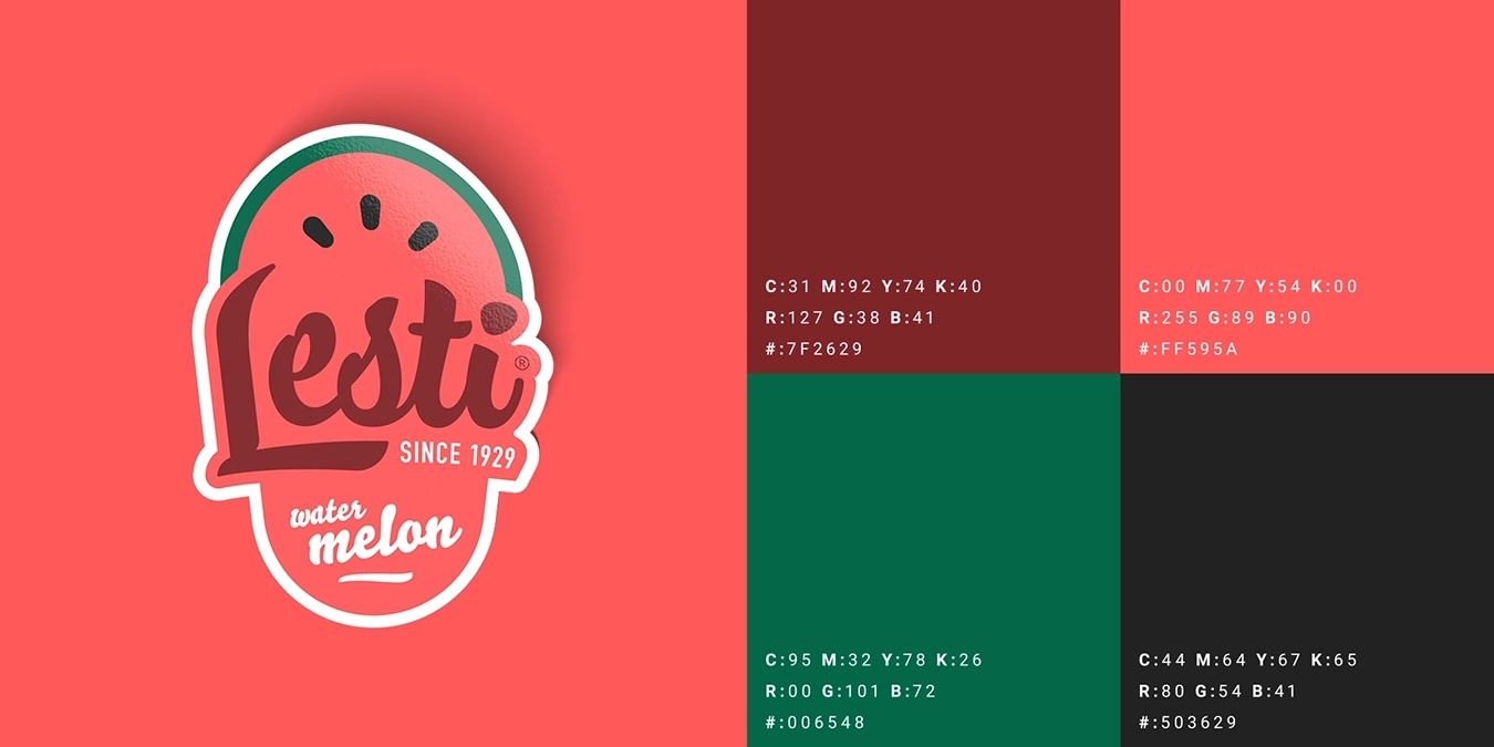Logo di Lesti con palette colore rossa